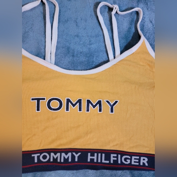 Tommy Hilfiger Mustard Yellow Crop Top Adjustalbe Straps Size Latge - Picture 3 of 9